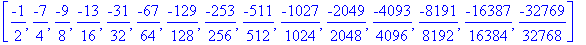[-1/2, -7/4, -9/8, -13/16, -31/32, -67/64, -129/128, -253/256, -511/512, -1027/1024, -2049/2048, -4093/4096, -8191/8192, -16387/16384, -32769/32768]